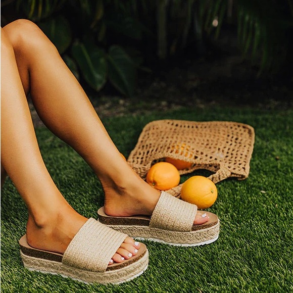 Raffia strap espadrille wedges platform - Picture 3 of 7